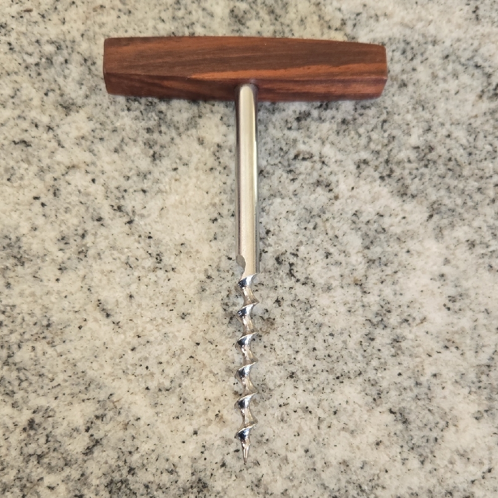 Nevco Vintage MCM Rosewood Handle Metal Corkscrew